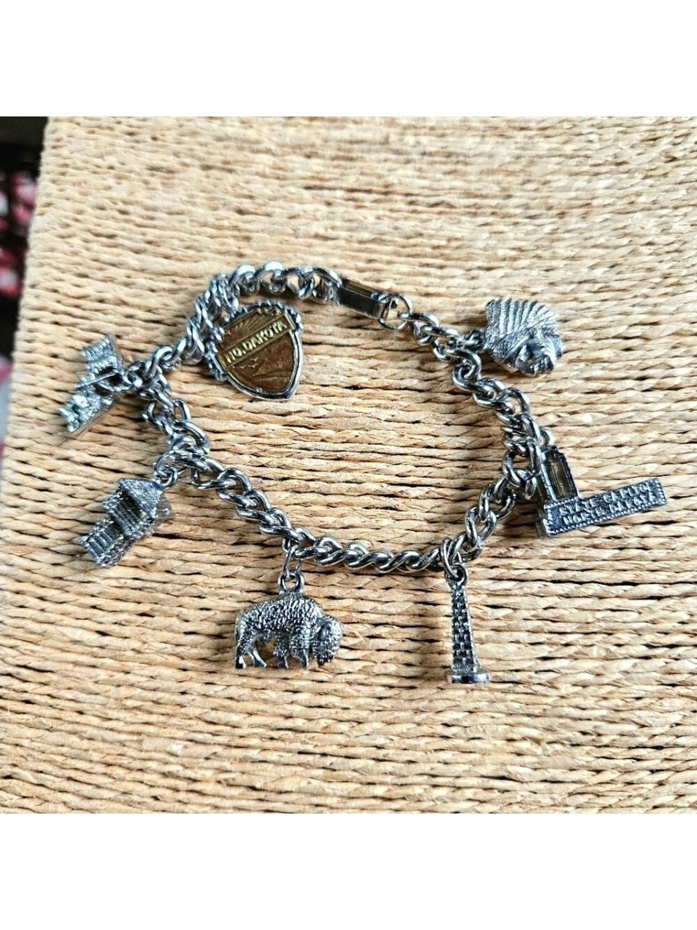 Vintage North Dakota Souvenir Charm Bracelet